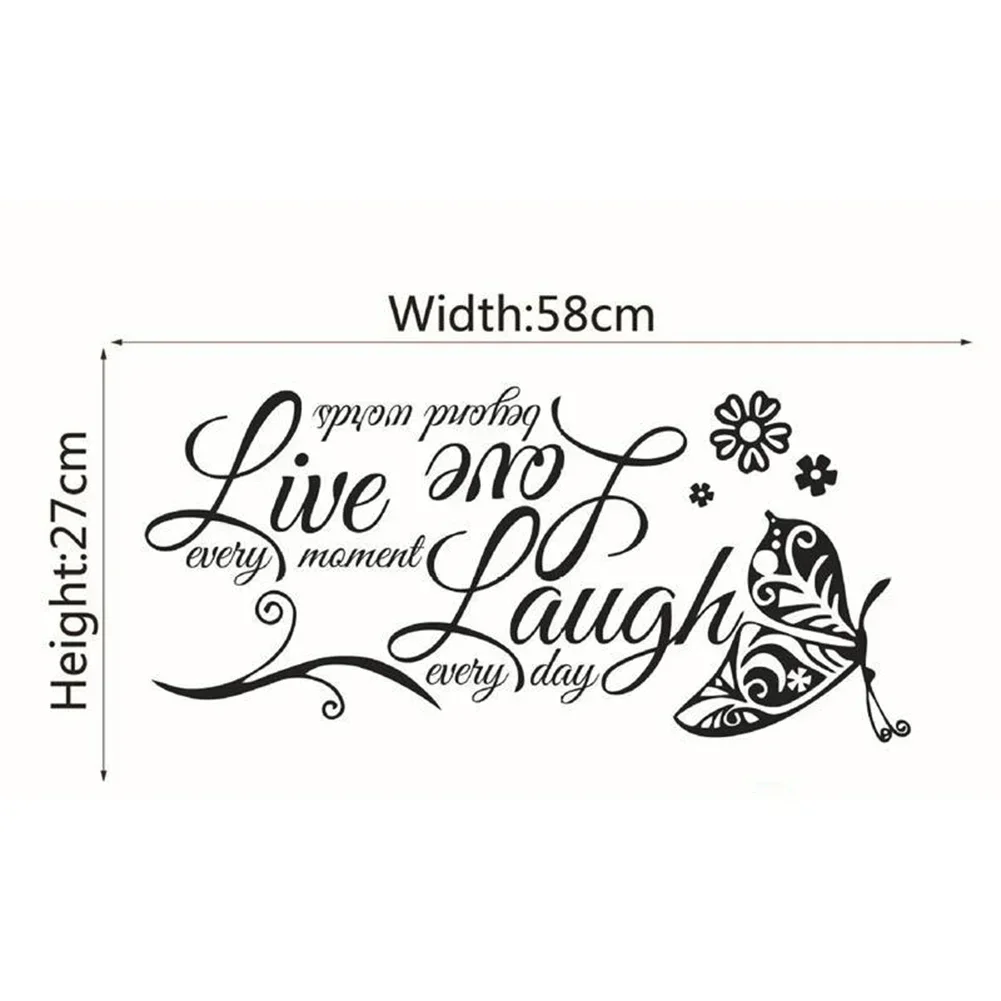 Quotes Butterfly Wall Art Stickers Creative Love Words Vinly DIY Stickers Living Room Bedroon Decal Home Decor 58x27cm