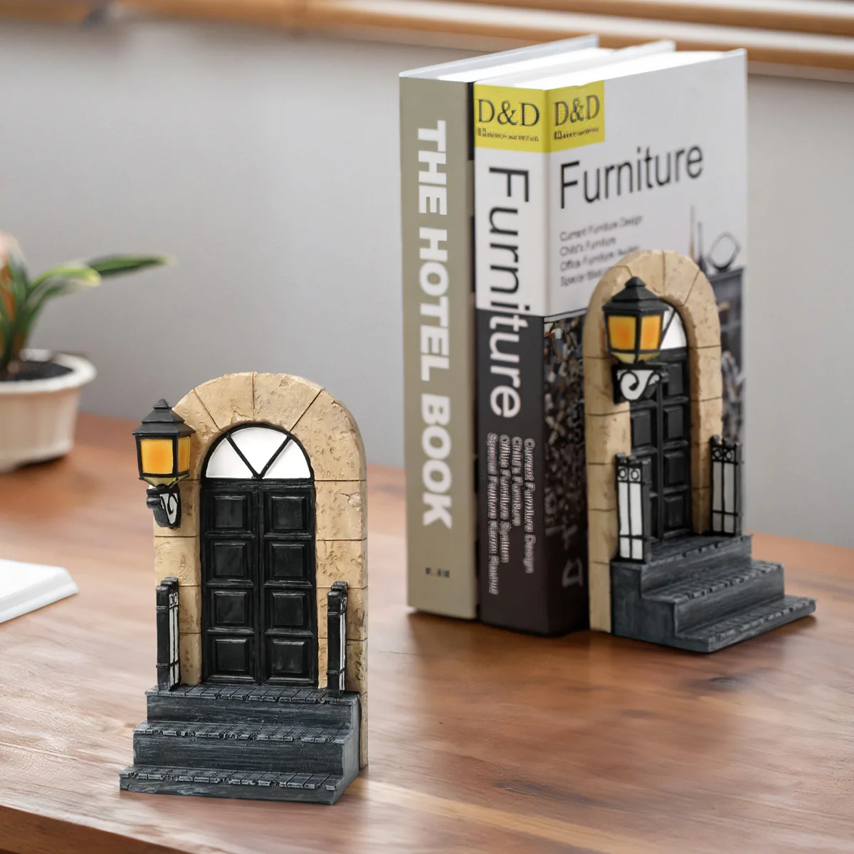 

New 2025 European style door book holder retro creative home decoration book, office shelf study desktop craft decoration piece