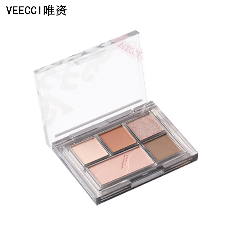 Veecci Eyeshadow Palette Five Shades Matte Pearlescent Shimmer Powder Earth Color Long Lasting Eye Makeup Eyeshadow Pigment