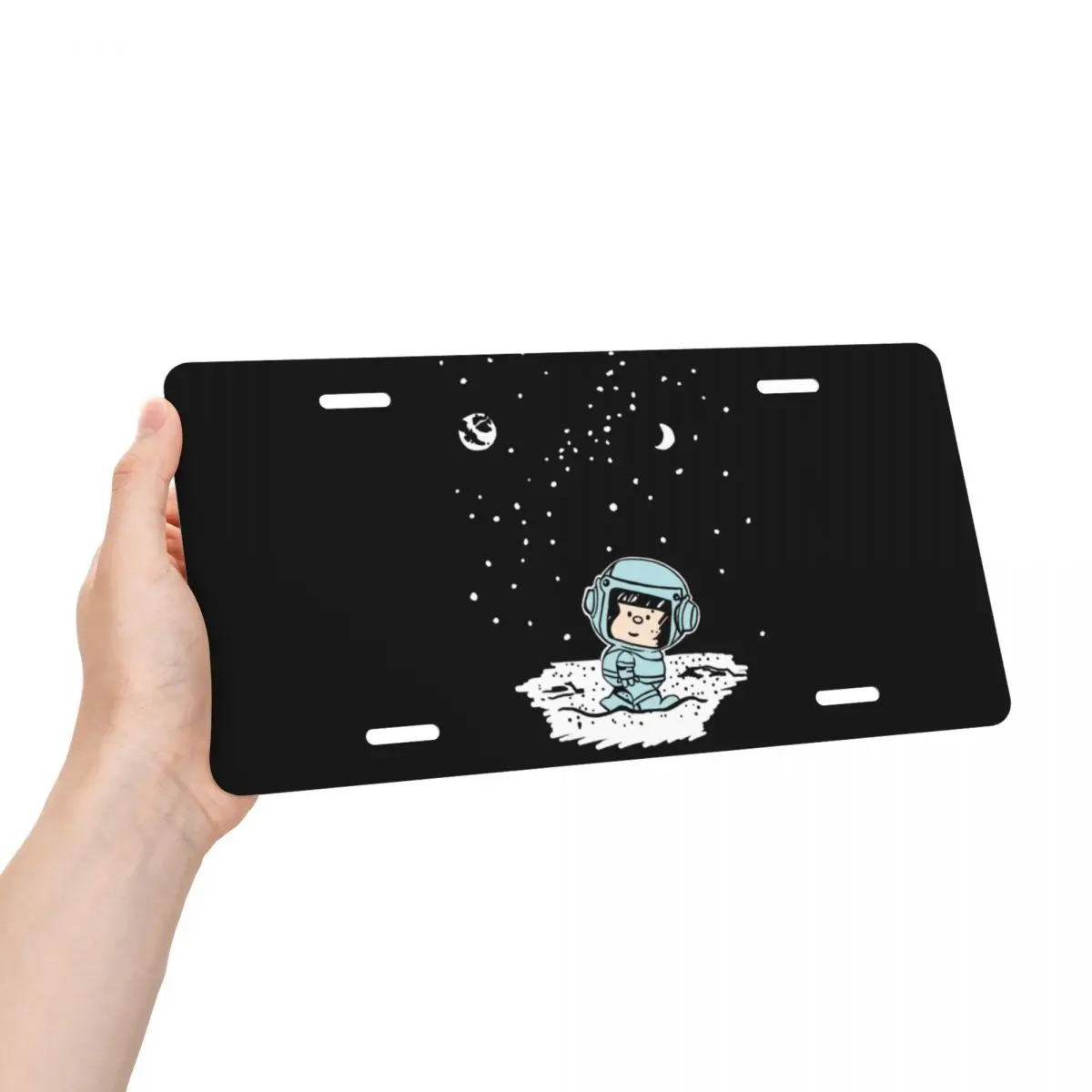 Space Astronaut Mafalda License Plate Cover Quino Comics Aluminum Metal Cool Decorative Car Front License Plate Vanity Tag