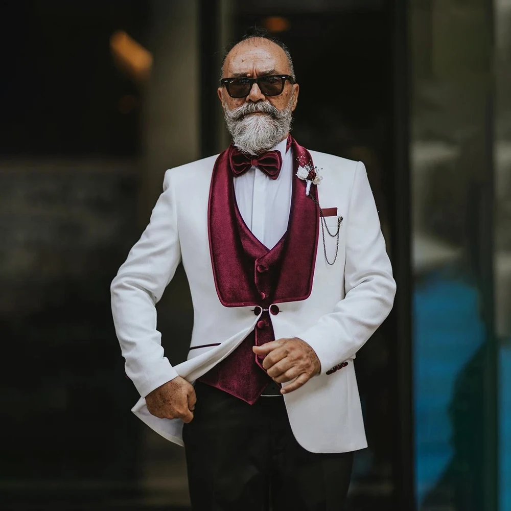 

High Quality Wedding Men's 3 Piece Jacket Pants Vest Male Clothing Fashion Slim Fit Shawl Lapel Skinny Male Clothing Costume