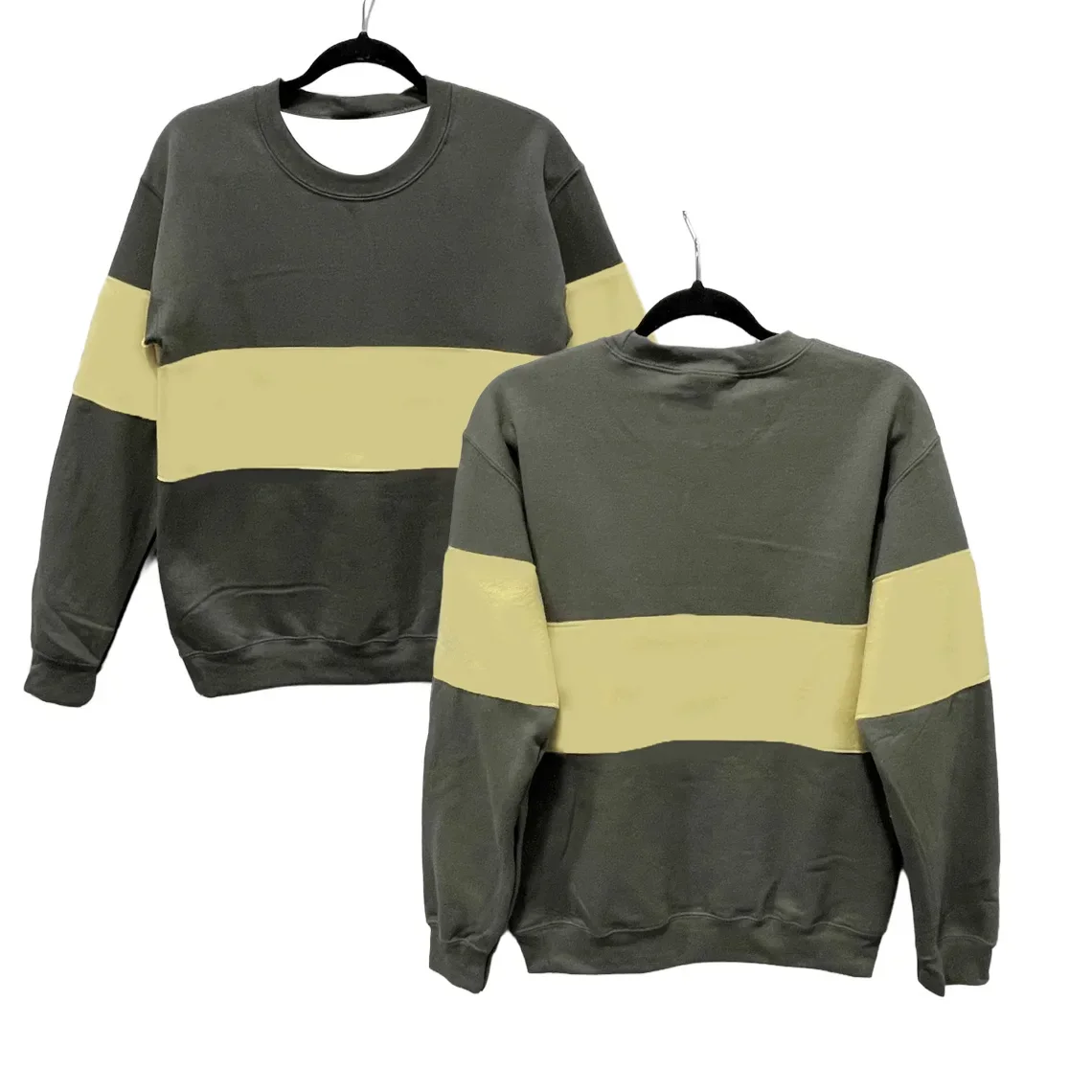 Unisex Deltarune Kris Cosplay Sweatshirt Color Block Grey Yellow Stripe Crew Neck Long Sleeve Pullover Tops
