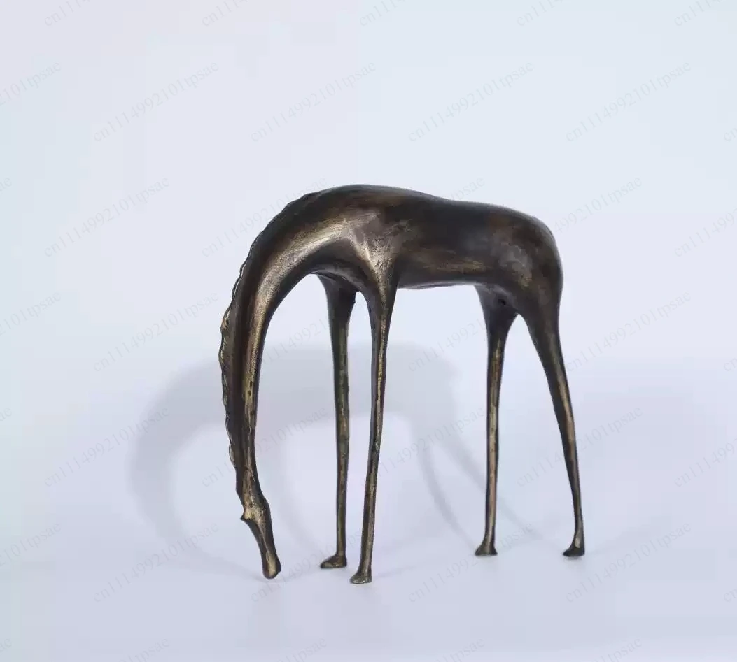 Metal horse simulation animal abstract animal sculpture decoration home decoration accessories (thin horse: 19 * 7 * 19cm)