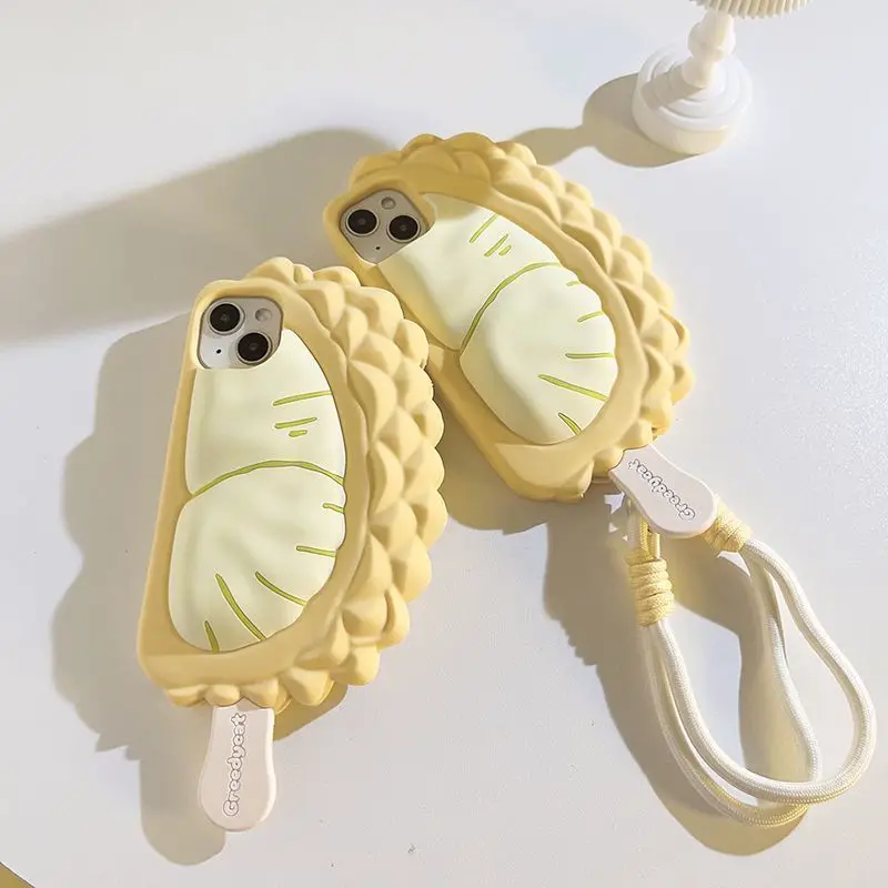 

Новый мягкий чехол INS Creative Funny Durian Popsicle Shape для iPhone 15, 14, 13, 12, 11 Pro Max, защитный чехол со шнурком