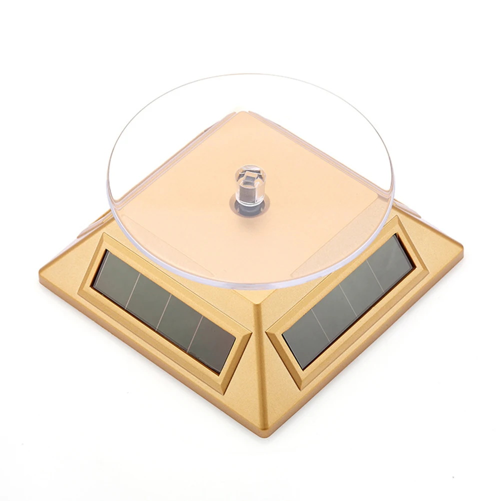 

Solar Powered Watch Display Stand Rotating Jewelry Rack Golden Color Durable Material Energy Saving Environmental Protection