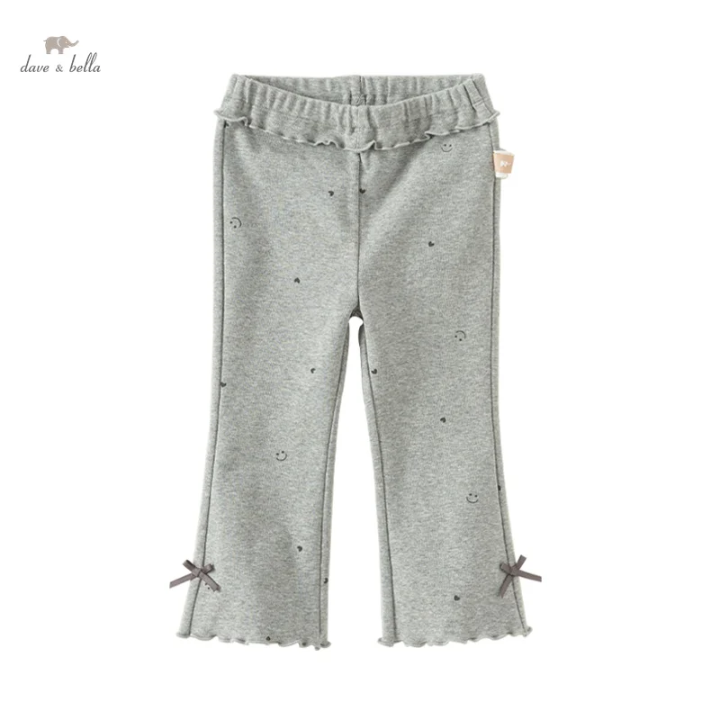 Dave Bella Spodnie dziecięce 2024 Nowe jesienne spodnie dziewczęce Moda dziecięca Casual Sweet Cute Pants Rozkloszowane spodnie DB3241735