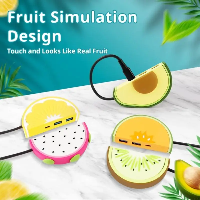 Adaptador extensión USB C con adaptador 2x USB3.0+Tipo C para dispositivos eficientes Tabletas tabletas para portátil