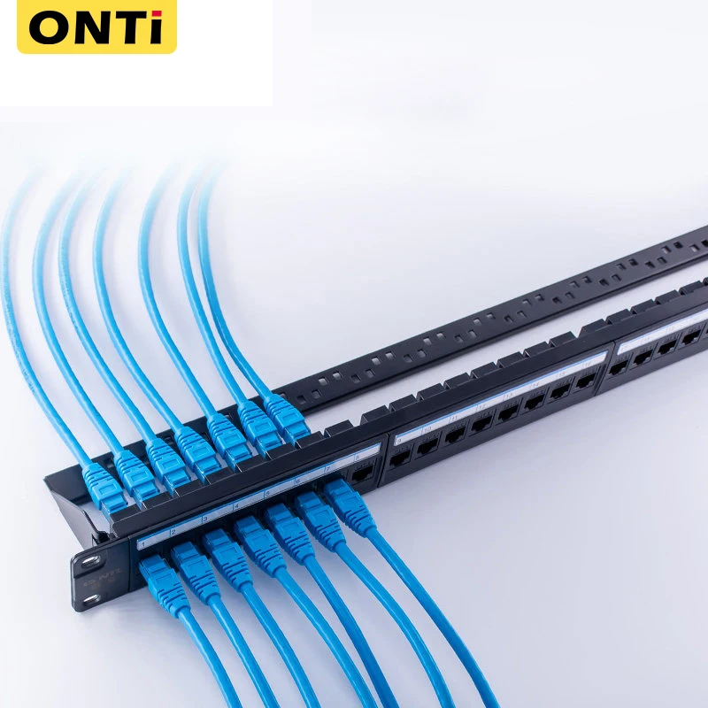 24 Port Cat6 durch Koppler Patch Panel RJ45 Netzwerk kabel 19in 1u mit Back Bar Rack mount Cat6a Utp Keystone Jack