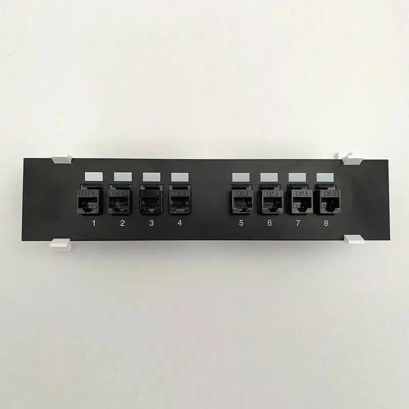 Y1UB CAT6 Straight Extender Adapter 8 Ports Rj45 Cat6 Keystone Coupler Wall Mount Networking Rack Bracket Patch Panel