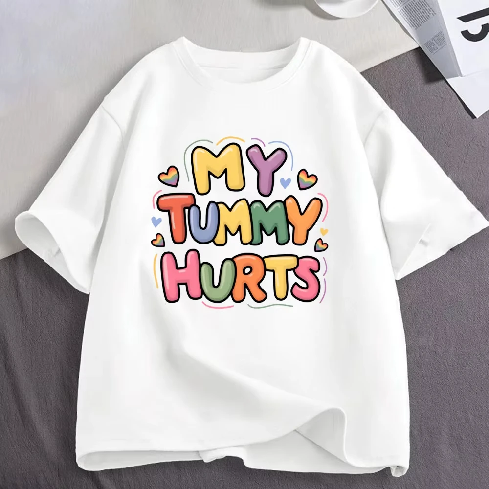 My Tummy Hurts Funny Meme T Shirts Men's Women Clothing Fashion Casual T-shirt Cotton Oversized Short Sleeve T-shirts Streetwear