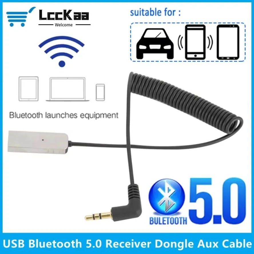 USB Bluetooth 5.0 Receiver Transmitter Dongle 3.5mm Jacks Bluetooth Car Adapter Music Speakers Handfree Aux  Audio Cable For Car