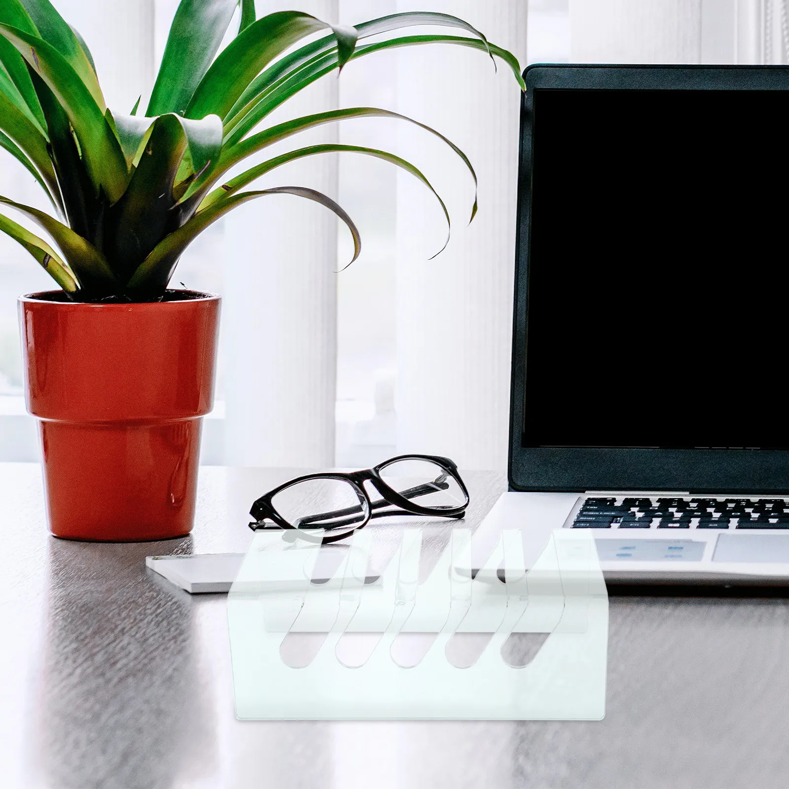 Acrylic Mobile Phone Holder for Desk Clear Transparent Display Stand Office Meeting Room Desktop Organizer Box Tablet Support