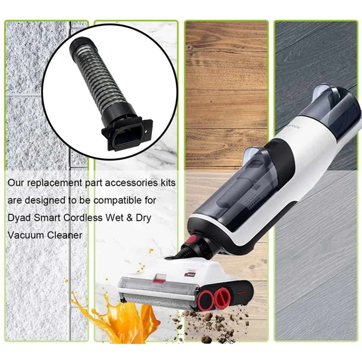 Accessori per tubi in PU per Roborock Dyad U10 Wireless Floor Scrubber testina di ricambio pezzi di ricambio tubi per vuoto di ricambio