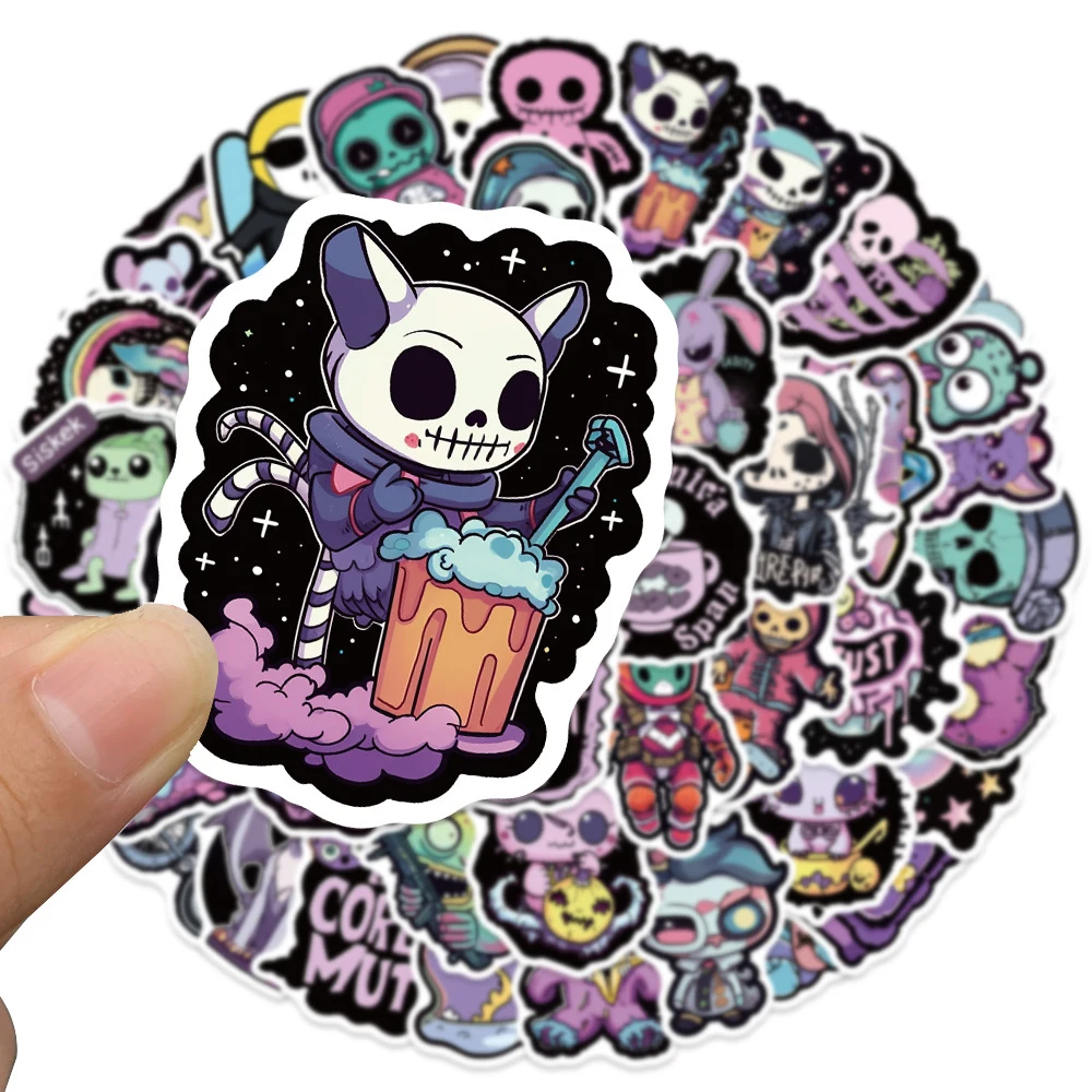 

10/30/50/100pcs Kawaii Gothic Horror Stickers Halloween Skull Cartoon Sticker Notebook Laptop Skateboard Car Bike Decal Kid Toys