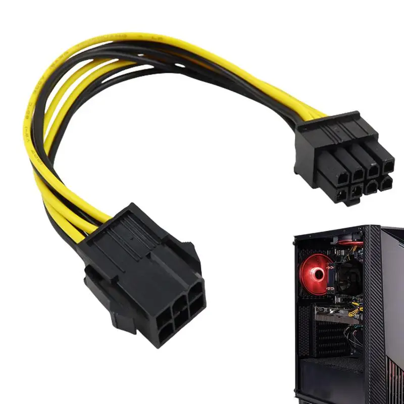 Powered Adapter PCIe 6pin To 8pin Adapter, PCI-e 6-pin Male To 8-pin Female Converter For PCI Express 8pin GPU Video Card