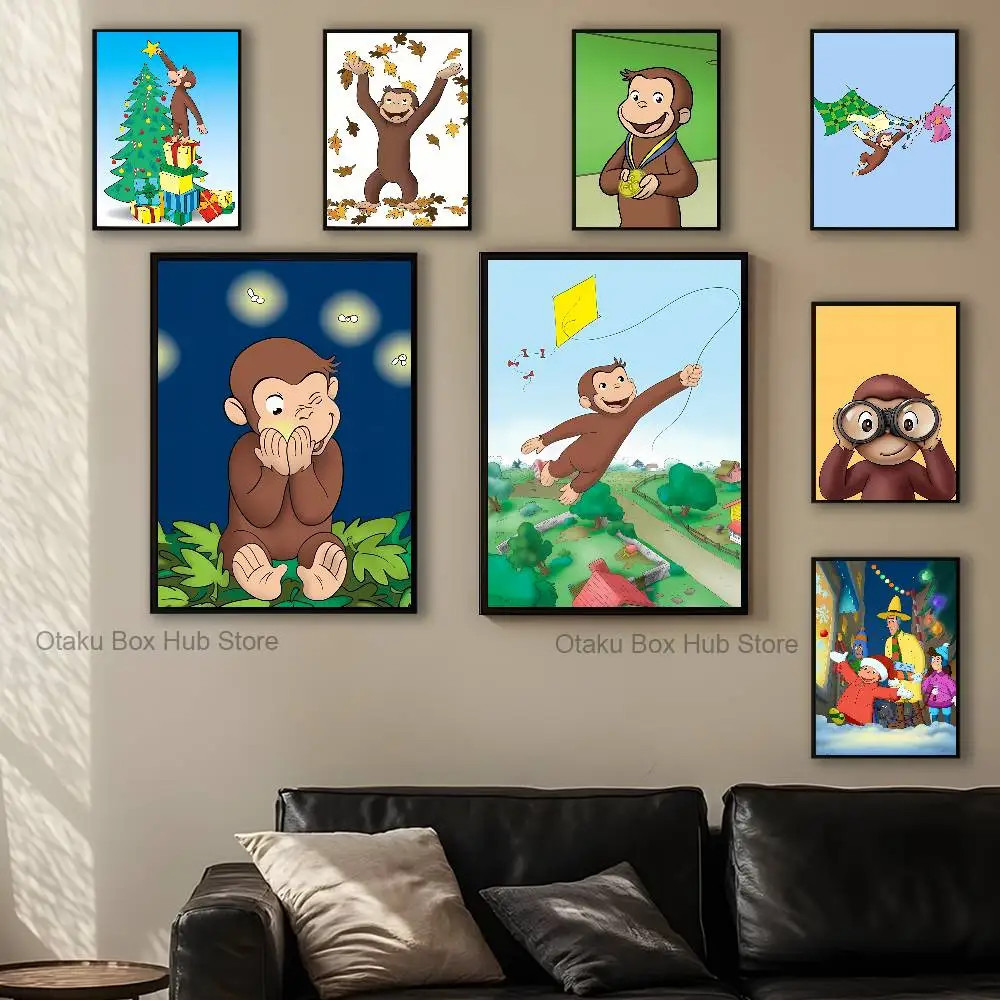 C-Curious Mokey G-George Poster Multi-Purpose Wall Art for Living Room Bedroom Office Hallway Bar Home Decor Gift