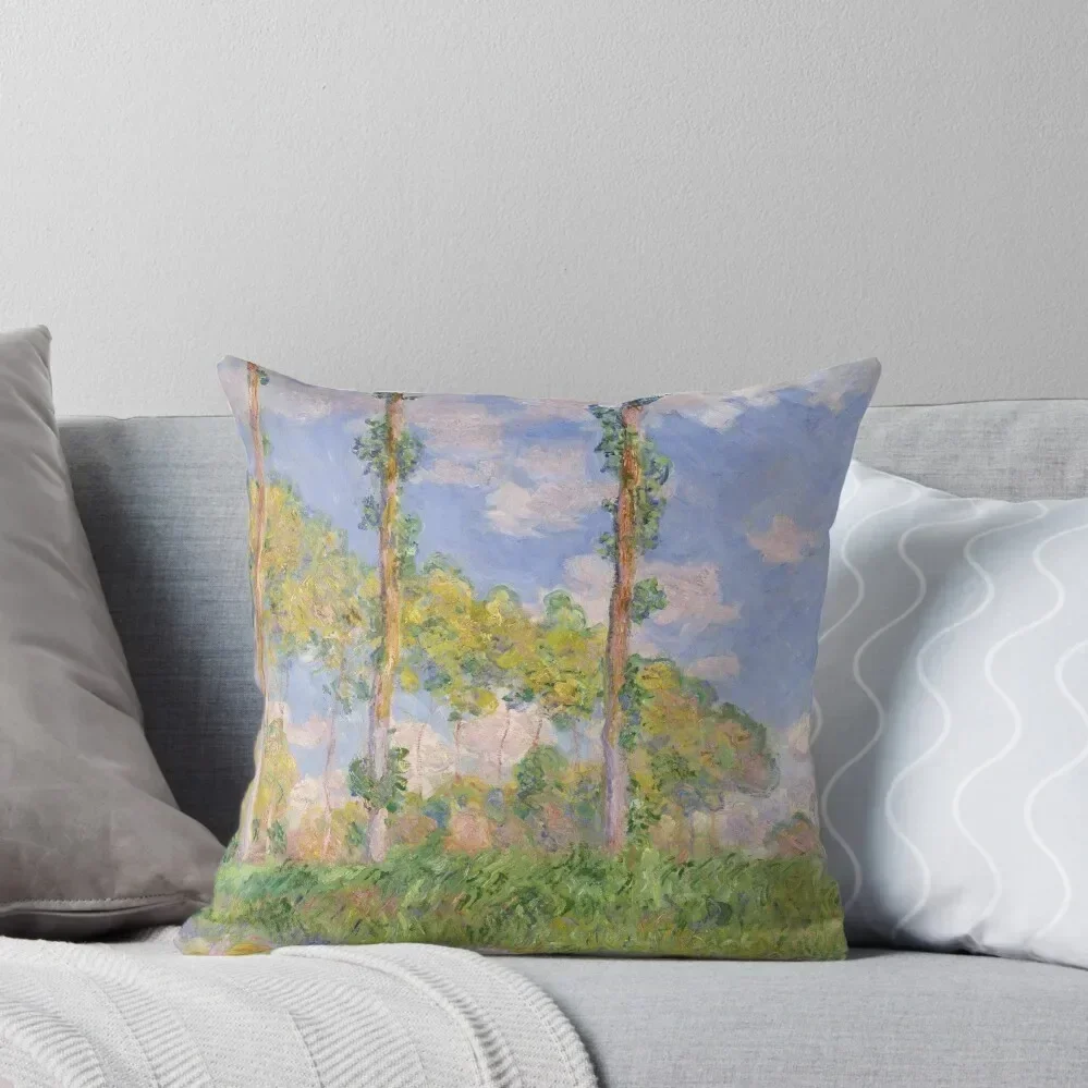 Claude Monet - Poplars in the Sun, 1891 Throw Pillow luxury home accessories Pillowcases Bed Cushions pillow