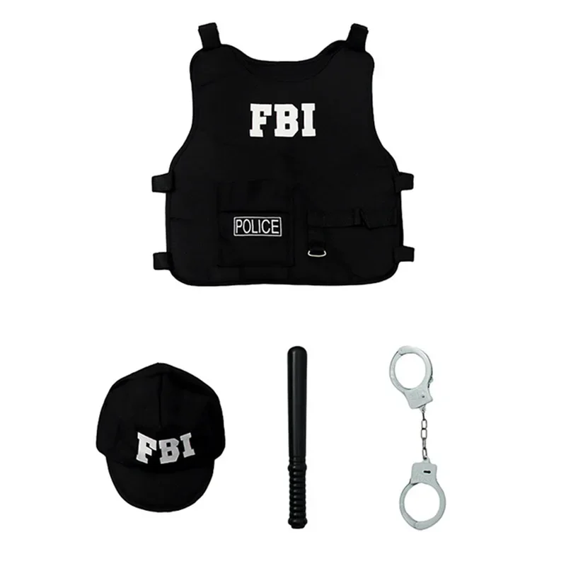 Disfraces de policía Halloween América FBI agente conjunto accesorios para niños vestir SWAT Cosplay carnaval vestir fiesta Disfraz