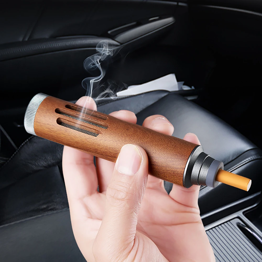 Portable Car Ashtray Wooden Anti Fly Ash Cigarette Smoking Nozzle Ash Organiser