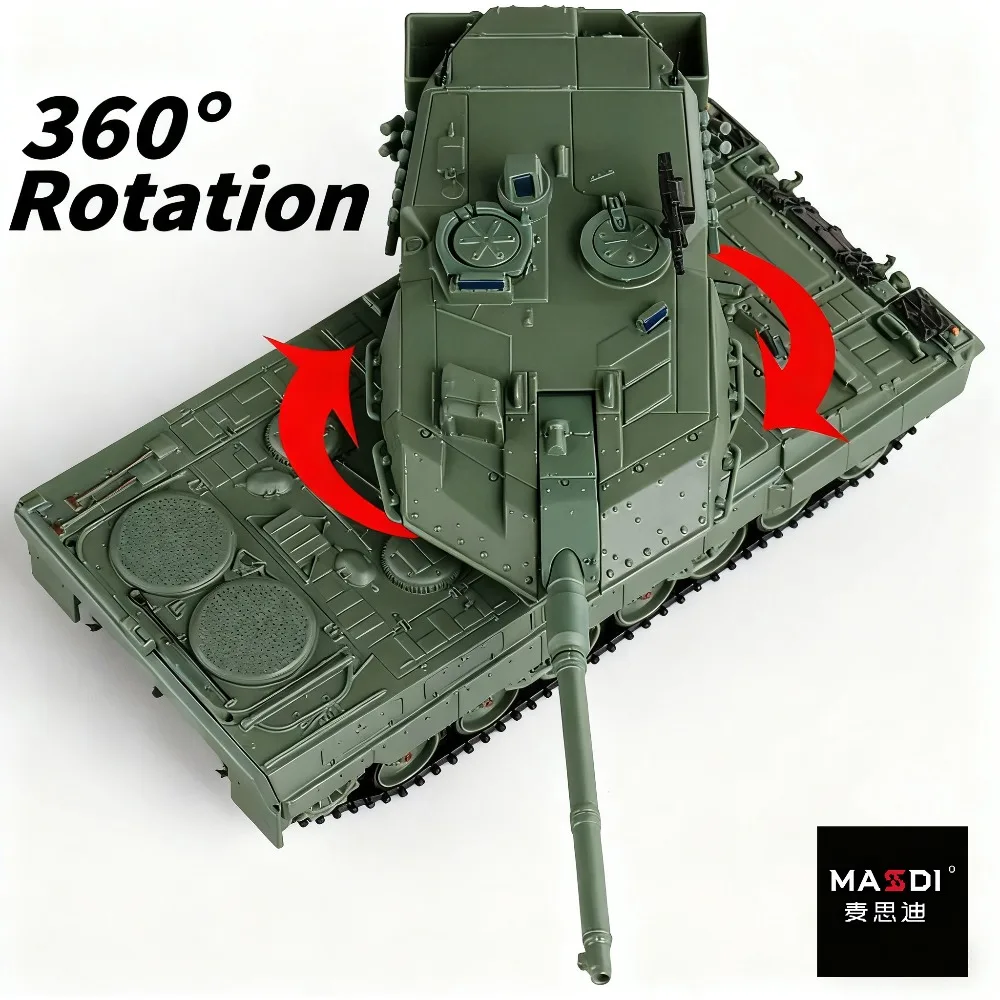 MASSDI 1/64 Luipaard 2A6 Grijs Gevechtstank Legering Militair Model Masdi Auto Statische Collectie Model Speelgoed Jongen Verjaardagscadeautjes