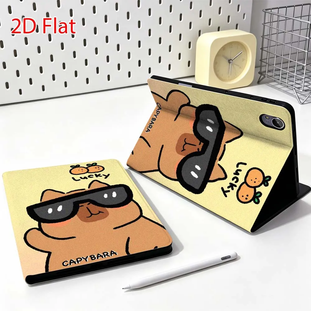 Cartoon Capybara Pink Flower Popular For Huawei MediaPad MatePad Honor Pro V6 9 V8 X9 12 X 13.3 SE 11 11.5 Inch Tablet Case