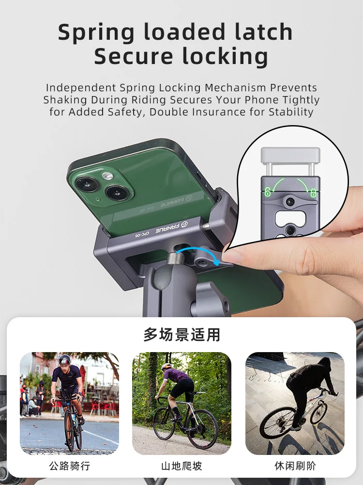 FANAUE Phone holder Aluminum alloy 360° View Universal Bike Phone Holder for 72-100mm mobile phones iPhone Xiaomi Samsung HUAWEI