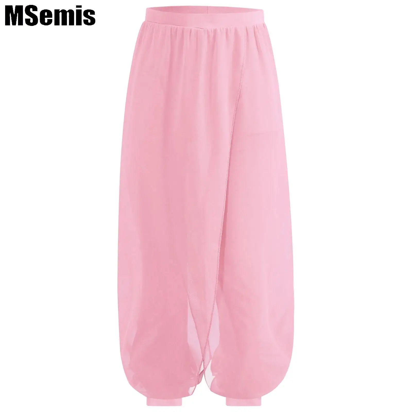 

Kids Girls Classical Dancing Pants Chiffon Dance Pants Split Overlay Pants for Practice Stage Performance