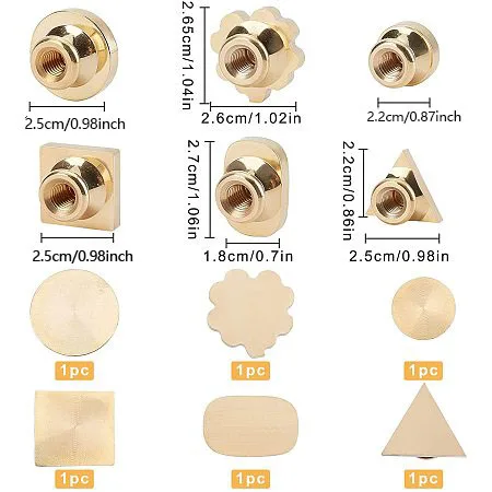 

Sealing Wax Stamp Heads Set, 6 Shapes Blank Wax Seal Stamp Head 2pcs Rosewood Handles, Solid Brass Head Without Engraving