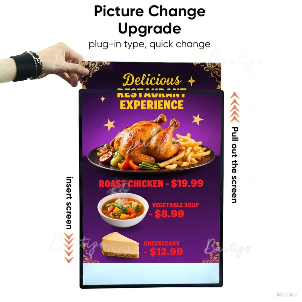 Custom Advertising Led Light Box Sign Letters Menu Board Neon Poste Panel Logo Stand Business Illuminated Acrylic Slim Signs