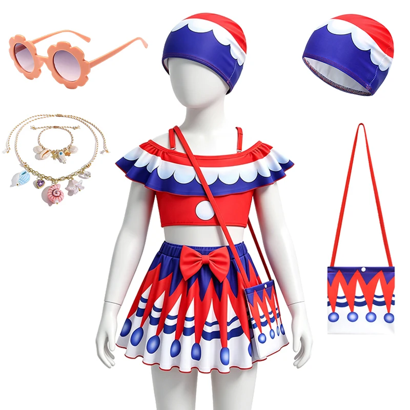 Kids Bobi Time Lily Cosplay Swimsuit for Girls Ruffle Split Swimwear Summer Beach Vacation Pool Party Children's Bathing Suit