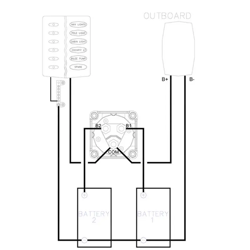 Amper RV Wyłącznik akumulatora 12–48 V Odłącznik zasilania akumulatora Wyłącznik 1-2 – oba wyłączone