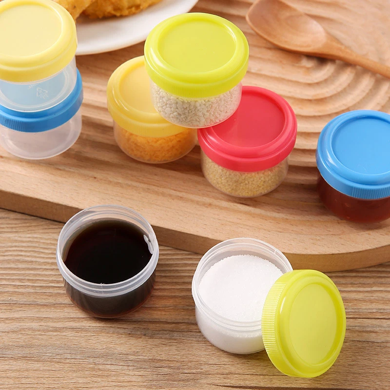 4Pcs Transparent Mini Plastic Sauce Bottle 35ML Reusable Seasoning Box Seasoning Jar For Student Office Workers Kitchen Tool