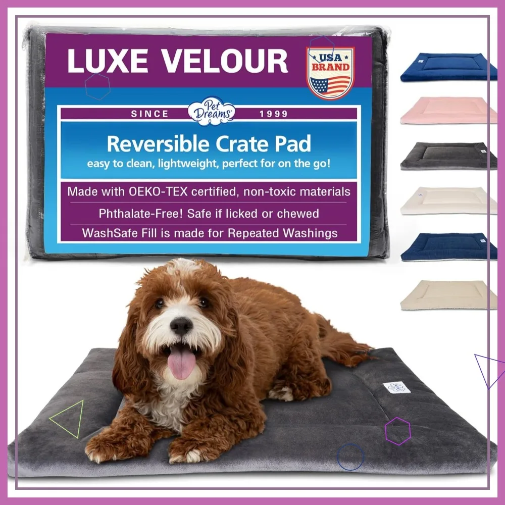 

Washable Dog Crate Pad, Non-Toxic Pet Bed for Kennel, Fits 18-48 Inch Crates, Grey XXL