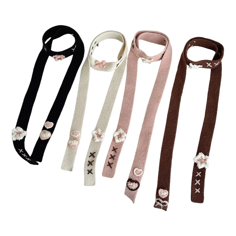 Knit Scarf for Women Long Skinny Belt Necktie Neck Scarf Girls Photo Props