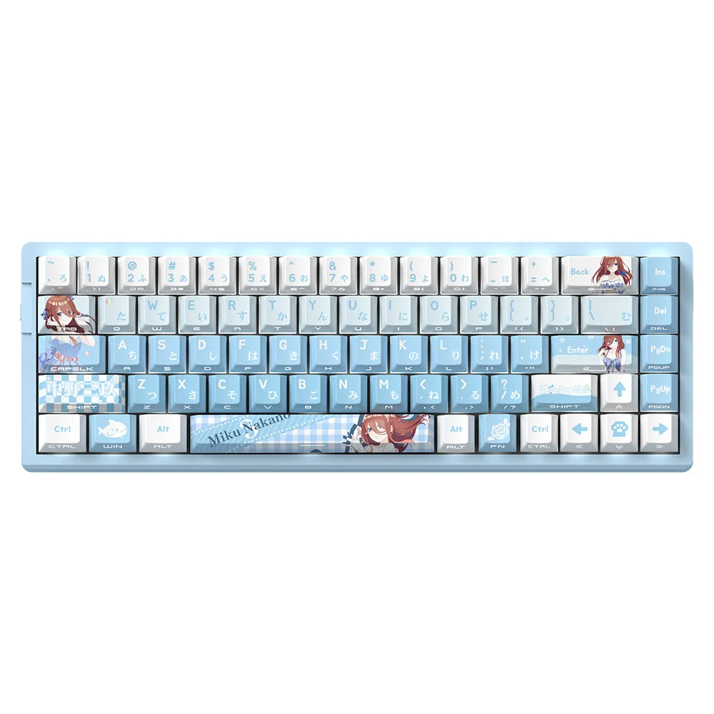 Klawisze Miyu Nakano Miku, motyw anime, profil OEM, boczne grawerowanie, przezroczyste PBT, 5-stronne sublimacja. — zdjęcie produktu 5