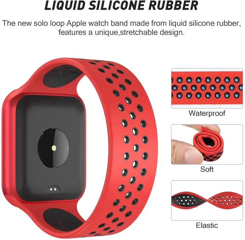 Solo Loop strap For Apple Watch Band 44mm 45mm 49mm 38mm 41mm silicone Elastic Belt Bracelet IWatch 9 8 7 6 SE 5 4 3 1 Ultra 2