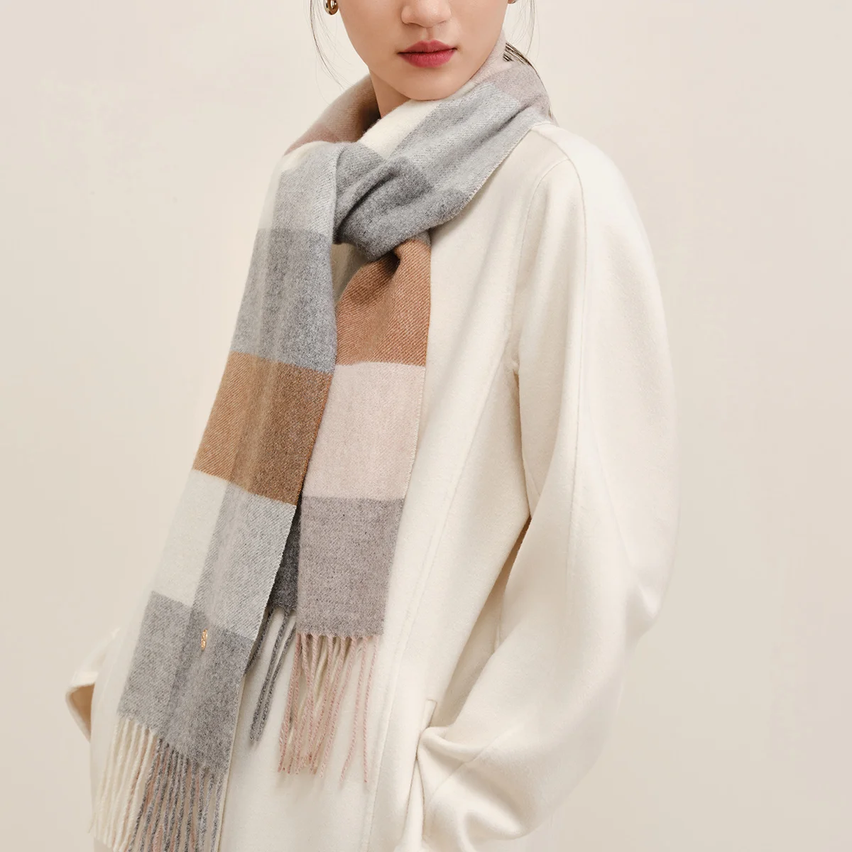 Wensli Christmas Gift Autumn/Winter New Fringe Wool Plaid Neckwarmer Fashionable Shawl for Warmth Scarf for Women