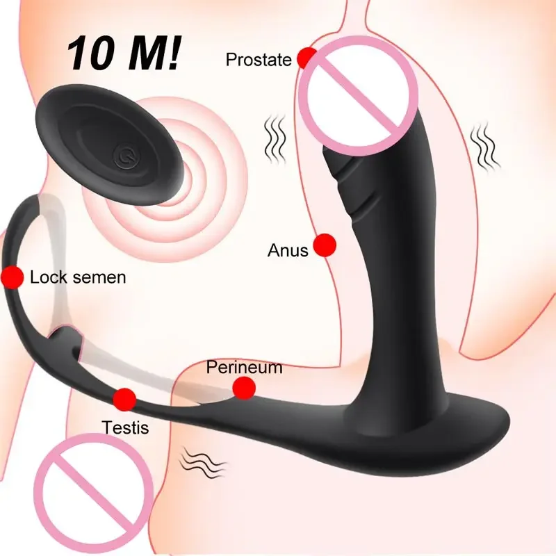 Wearable Ring For Men Noiseless Male Wireless Remote Prostate Massager For Men Vibrator Ring For Men Women Flame Butplug