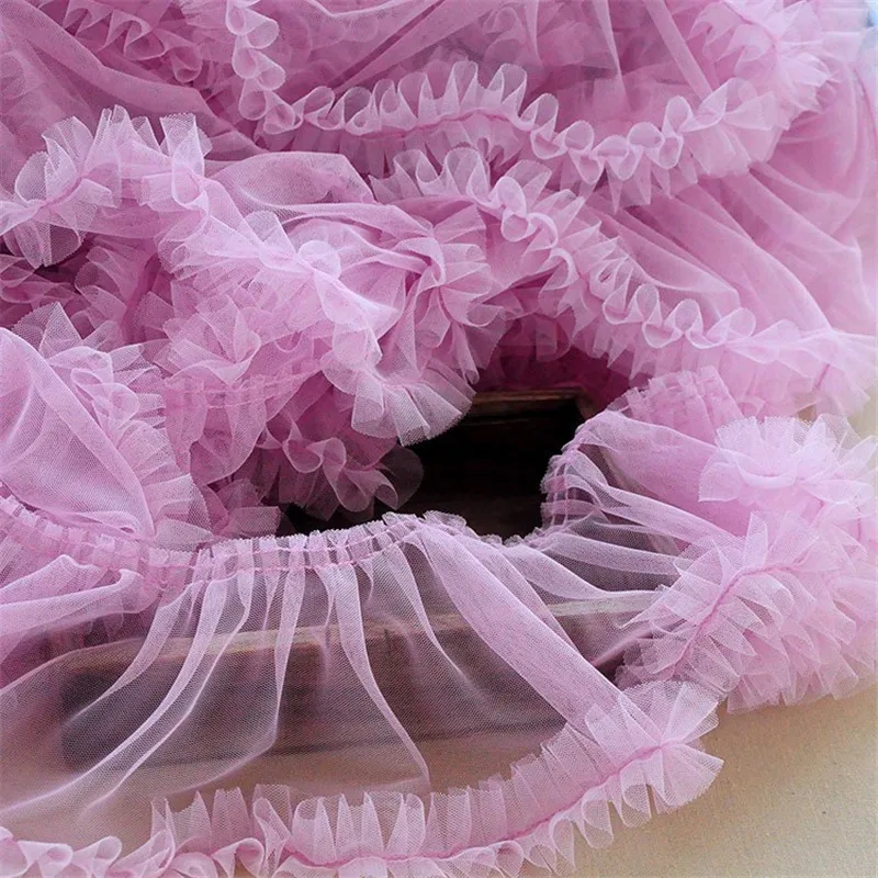 15CM Wide Wrinkled Pleated Mesh 3d Lace Fabric Fringed Ribbon Wedding Dress Princess Skirts Hemlines Ruffle Trim Sewing Decor