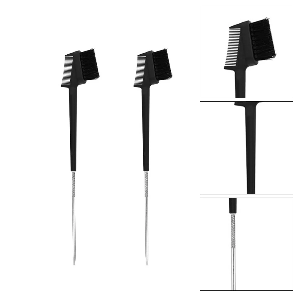 2 szt. Wielofunkcyjny pędzel kosmetyczny dwustronny grzebyk do brwi do tuszu do rzęs przenośny dla kobiet do makijażu