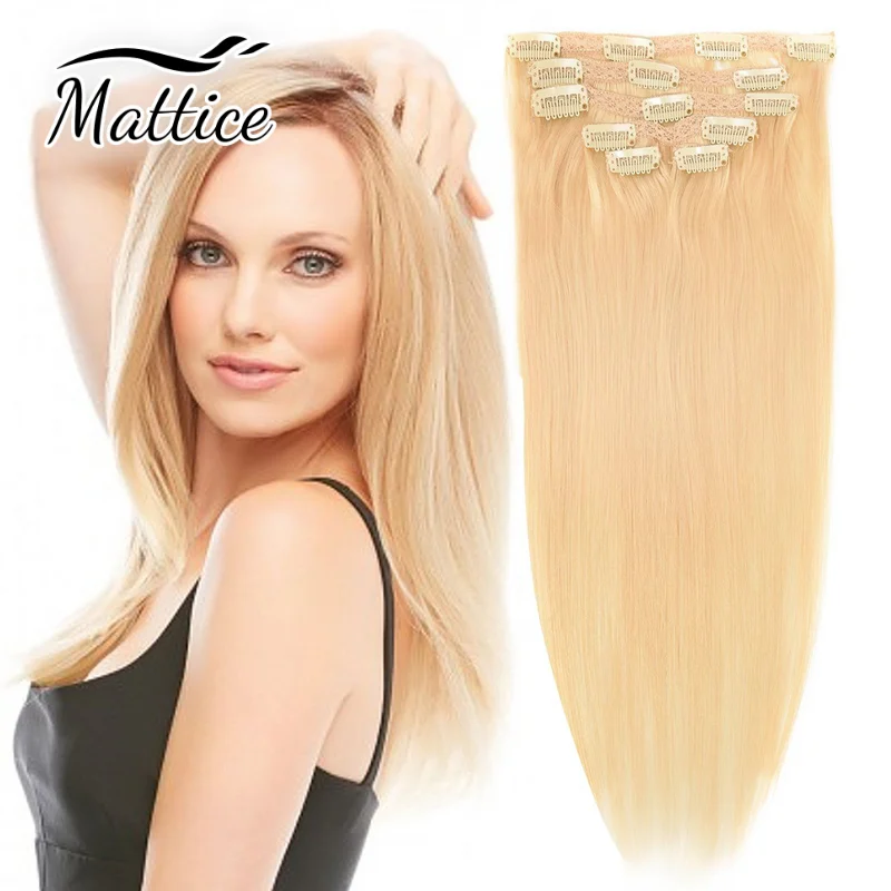 

7Pcs Clip In Hair Extensions 100% Real Human Hair Clip in Extensions Natural Straight Hair Pieces 14-24Inch Remy Human Hair