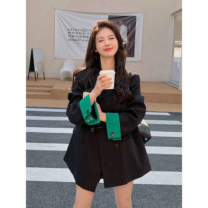 

plus Size 300 Pounds Women's Casual Loose Long Jacket Autumn Korean Style Commute Fashion Outerwear Versatile plus Size Coat