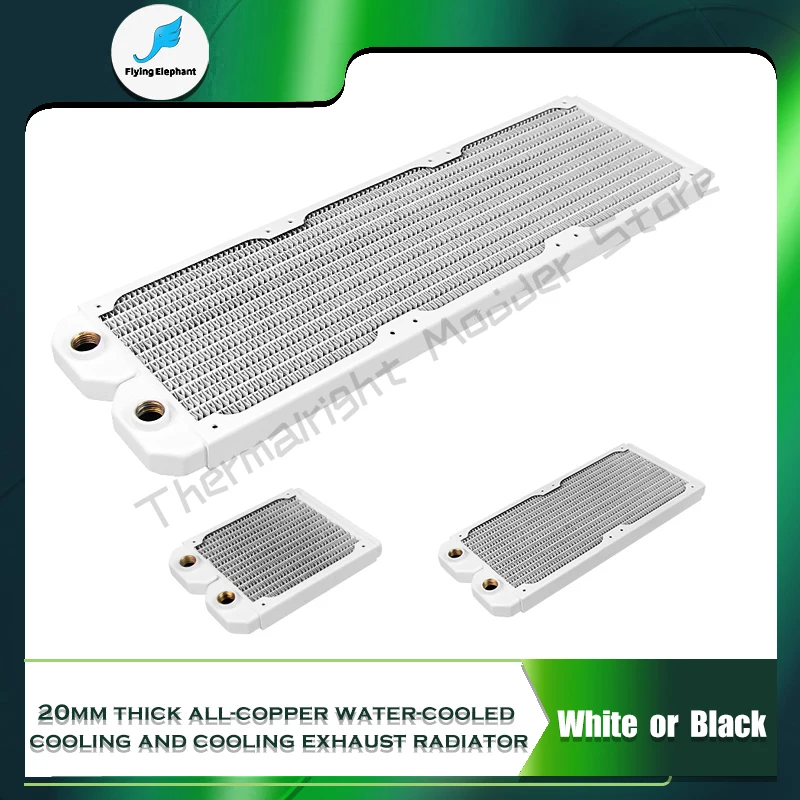 

Full Copper G1/4'' PC Water Cooling Radiator For CPU GPU RAM Heatsink Exchanger 12cm Fan Radiator 120/240/360/480mm Black/White