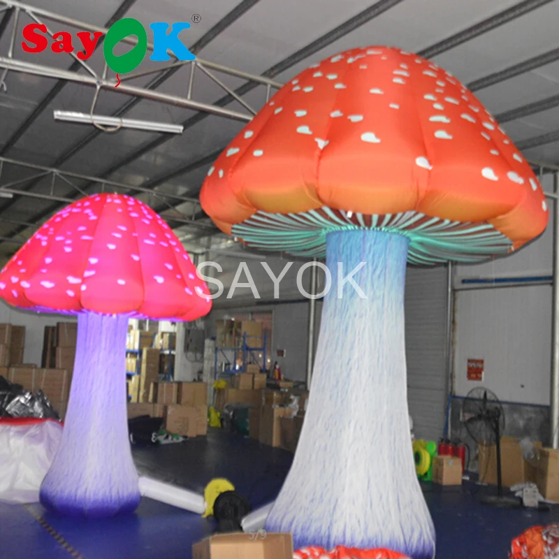 SAYOK Giant Inflatable Mushroom LED Light Inflatable Mushroom Model for Advertising Events Shows Festival Party Decoration