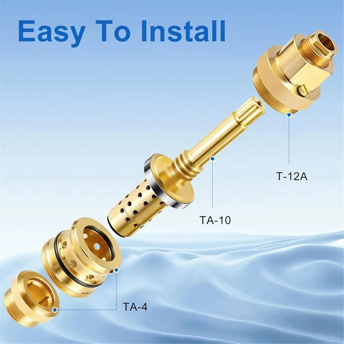【Limited Offer】Shower Valve Rebuild Kit,TA-10 Control Spindle&TA-4 Hot and Cold Seats&-12A Cap Part for Temptro
