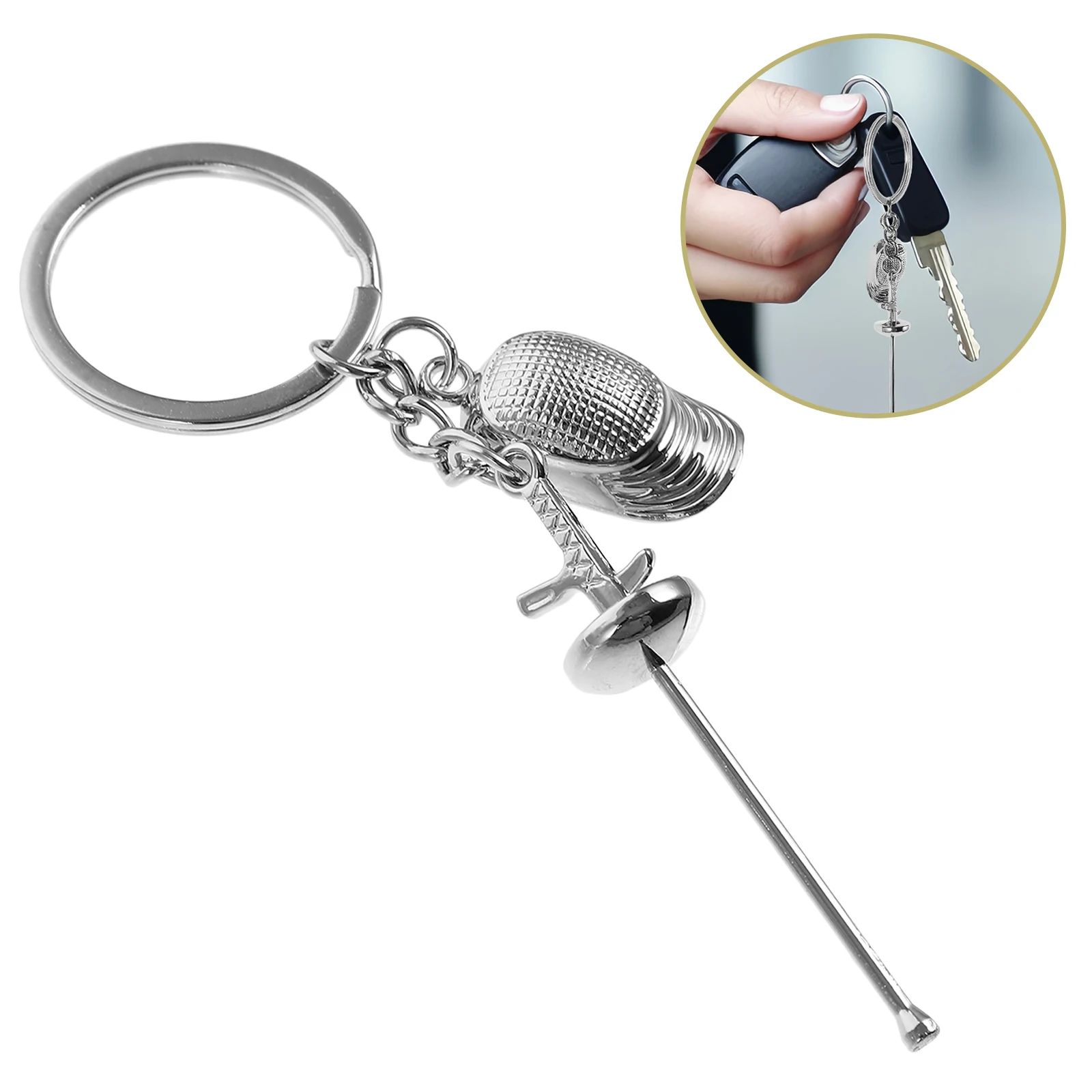 

Metal Keychain For Fencing Sport Fans Souvenir Small Gift Pendant Sports Theme Keychain Decorative Accessory For Fencing