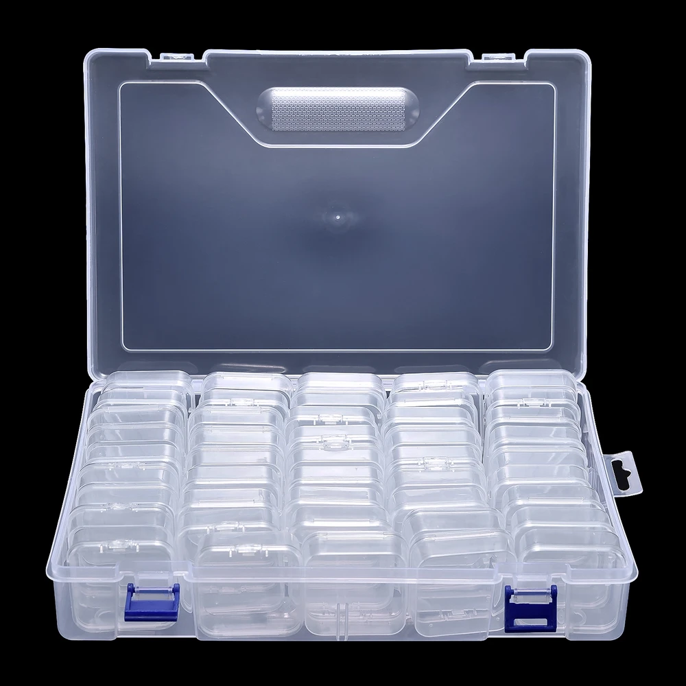 

14/20/30/45 Grids Clear Plastic Nail Storage Container Case Nail Art Organizer Storage Box Nail Beads Rhinestone Charms Case