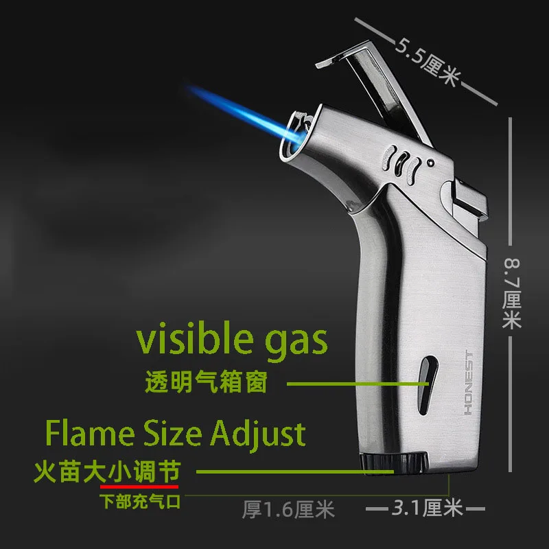 Honest Outdoor Elbow Butane Gas Inflatable Windproof Jet Lighter Spray Gun Cigar Mosquito Incense Moxibustion Smoking Set Gadge