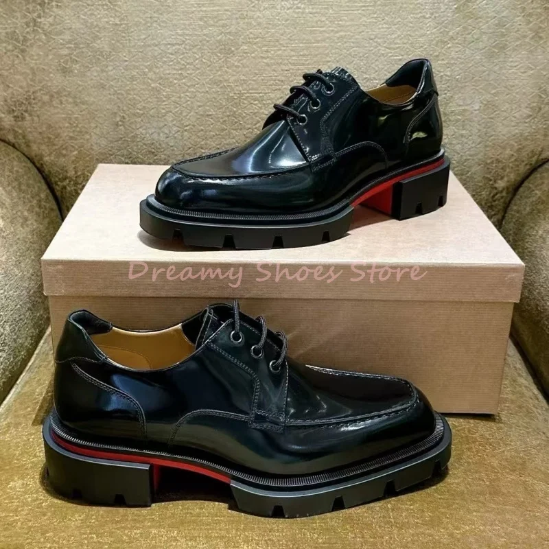 

Square Toe Patent Leather Lace Up Oxford Shoes Men Black Suede Platform Formal Dress Shoes Men’s Fashion Business Casual Shoes