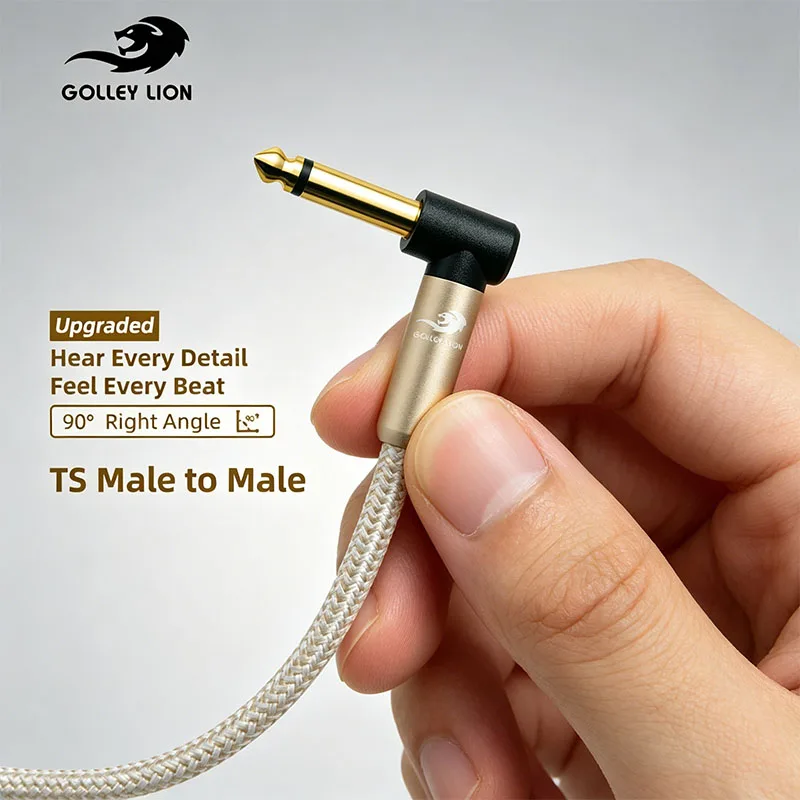 

GOLLEY LION Straight to Right-Angle TS 1/4 Inch Guitar Cable, Instrument Cable for Electric Guitar, Bass Guitar, Amp Cord